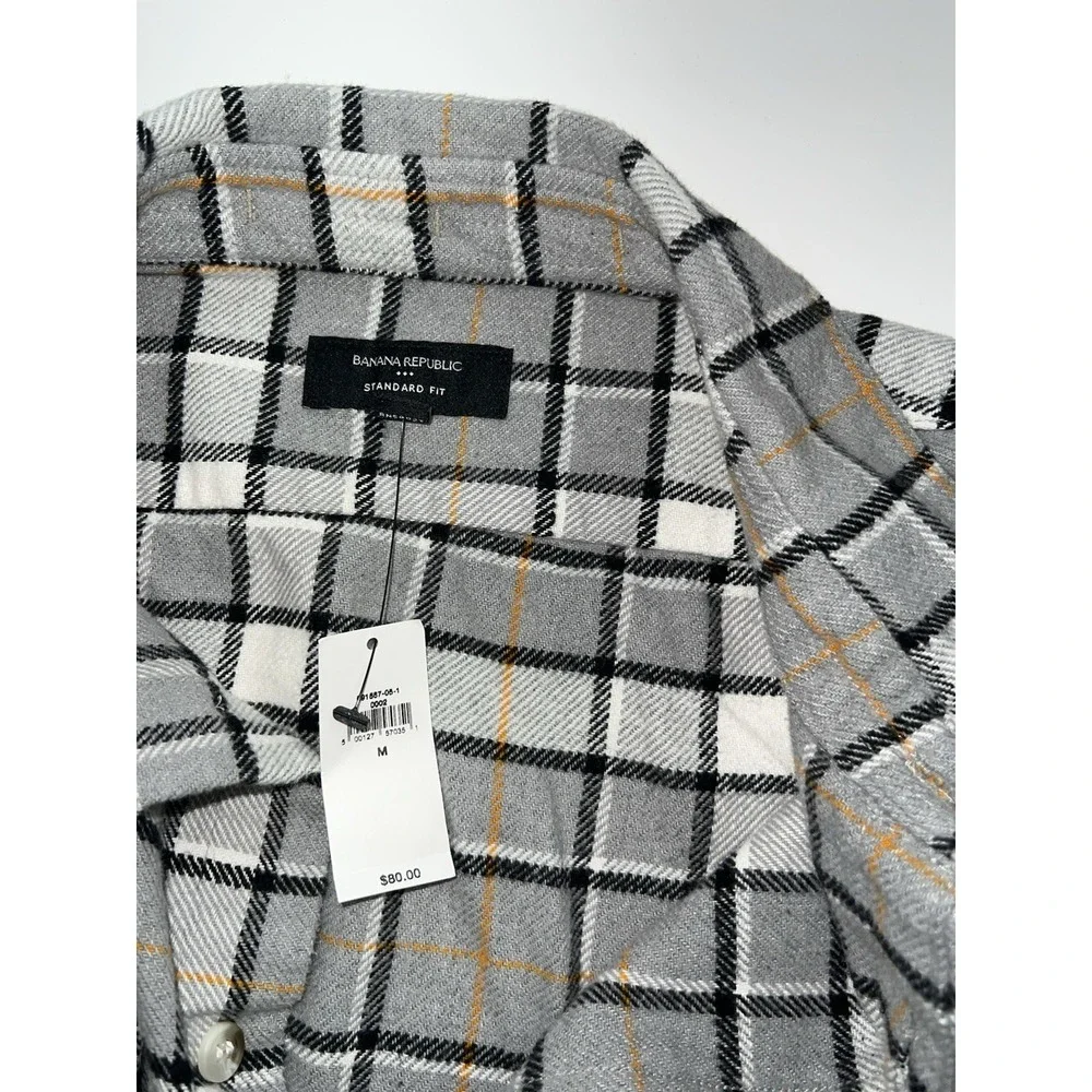 (11/b47)Banana Republic Men's L Plaid Flannel Button-Up Shirt Jacket Size Medium